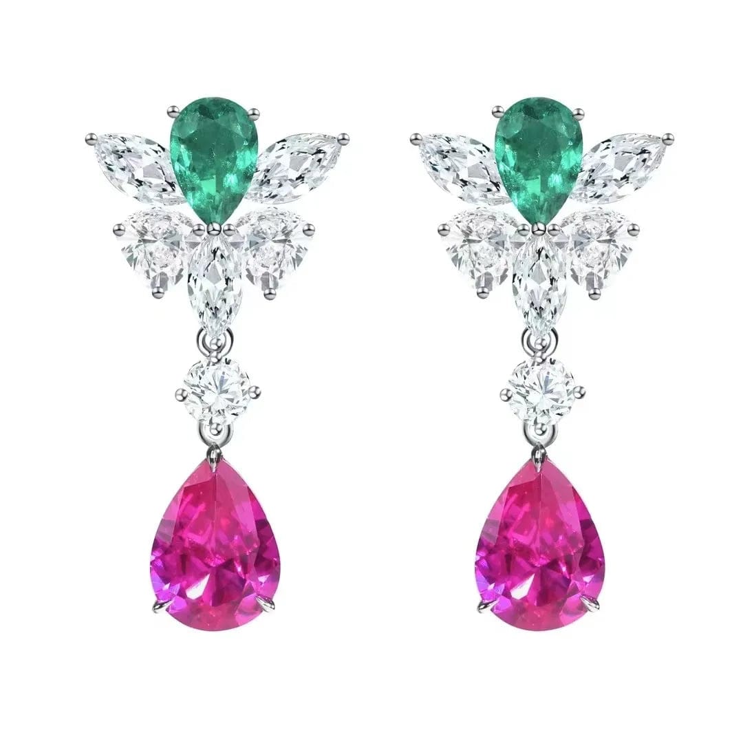 1 Fine Jewelry Unique Design colorful diamond 925 Sterling Silver Thick Plated True Gold Earrings for Women