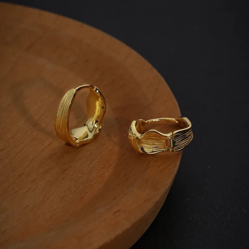 15mm*18mm / E3302-gold Aimgal fine jewelry tarnish free S925 sterling silver irregular texture vintage hoop earrings