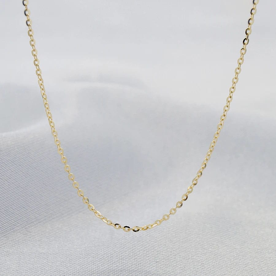 18inches / 10K Gold Yellow Gold Fine Jewelry Real 10K Yellow Gold Chain Flat Cable Gold Necklace Chain Solid Gold Jewelry