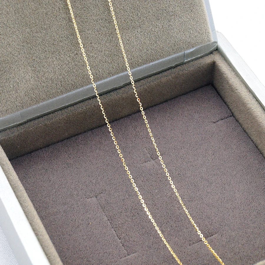 18inches / 10K Gold Yellow Gold Fine Jewelry Real 10K Yellow Gold Chain Flat Cable Gold Necklace Chain Solid Gold Jewelry