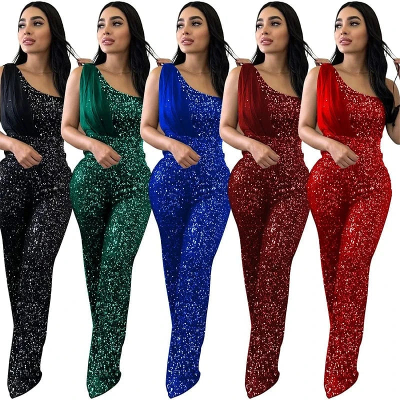 2024 new arrivals luxury women clothing sequin christmas evening party romper jumpsuit women bow boutique apparel clothes