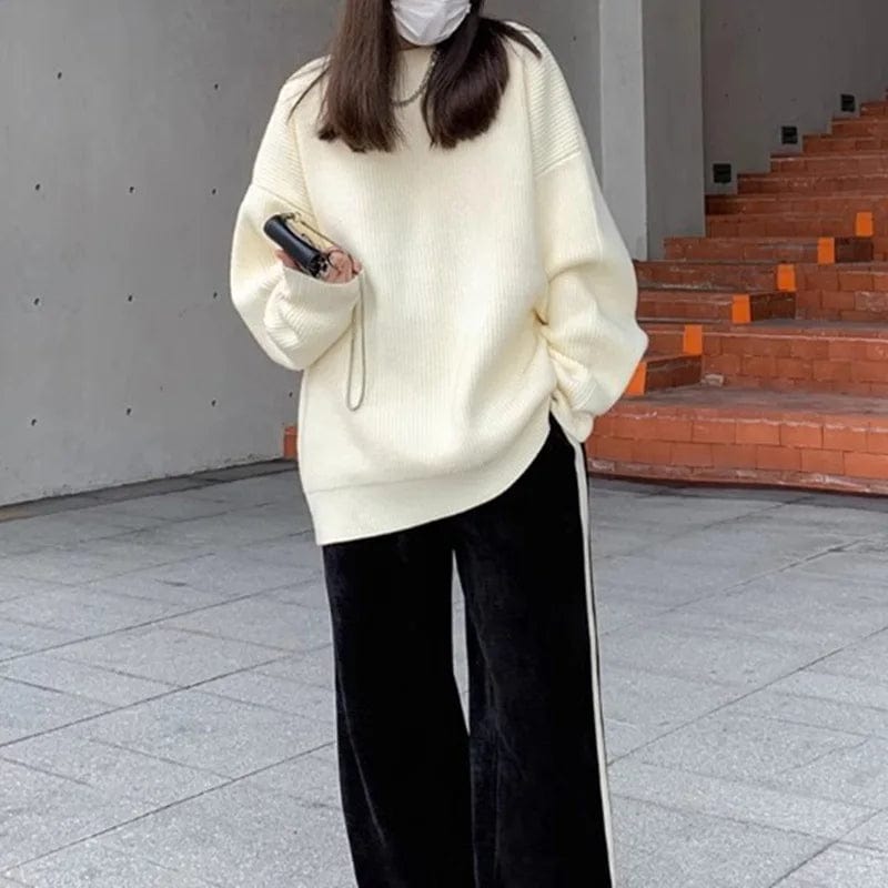 2024 Spring fashionable women new arrival crew neck soft loose sweater pullover