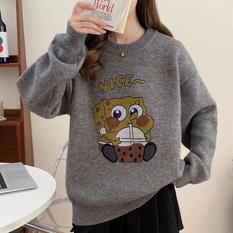 2024 spring hot sales crew-neck long-sleeved printed fashion women's pullover sweater