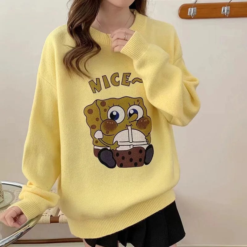 2024 spring hot sales crew-neck long-sleeved printed fashion women's pullover sweater