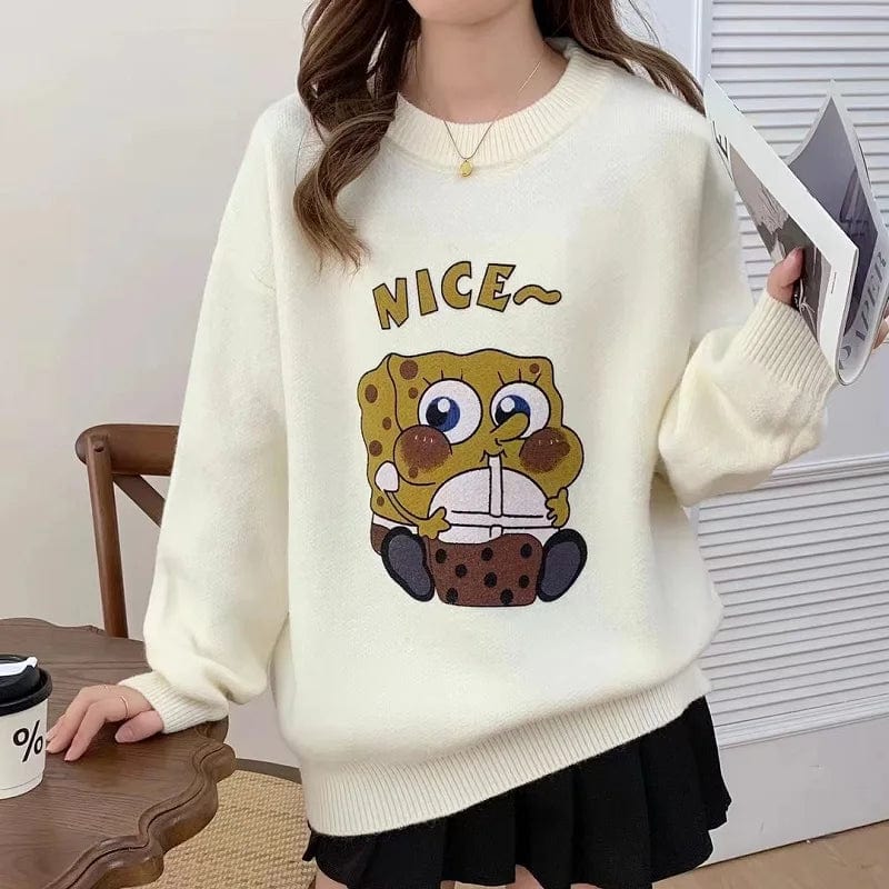 2024 spring hot sales crew-neck long-sleeved printed fashion women's pullover sweater