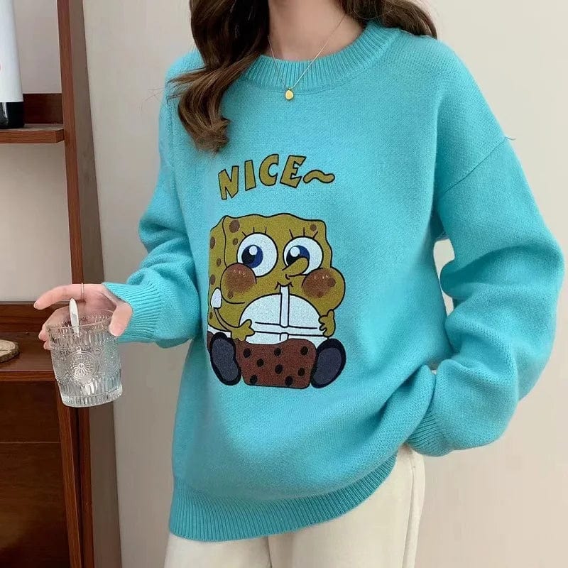 2024 spring hot sales crew-neck long-sleeved printed fashion women's pullover sweater