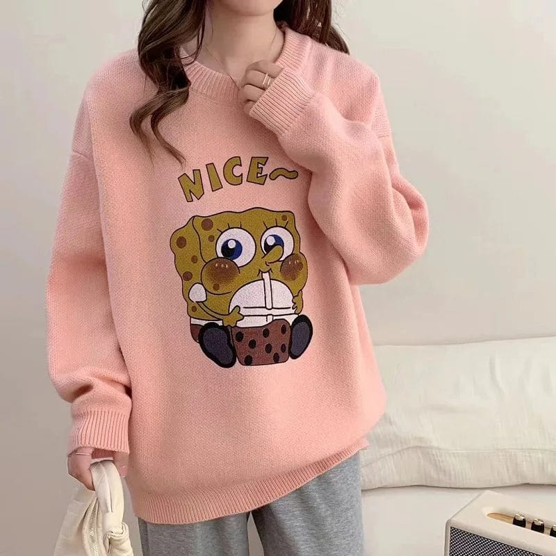 2024 spring hot sales crew-neck long-sleeved printed fashion women's pullover sweater