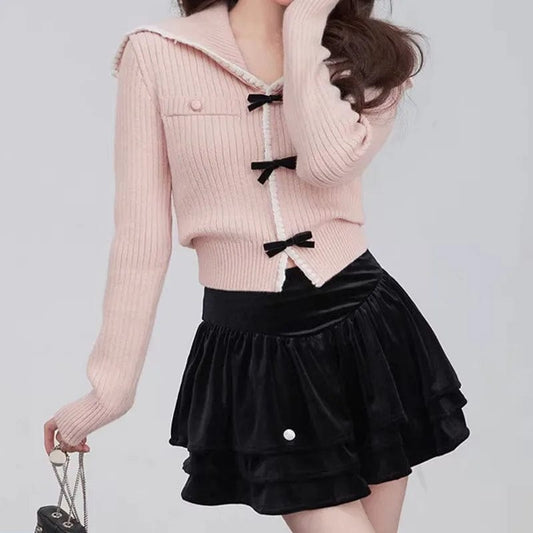 2024 Spring New arrival Ladies crew neck bow jumper long sleeve  sweater shirt women sweater jumper