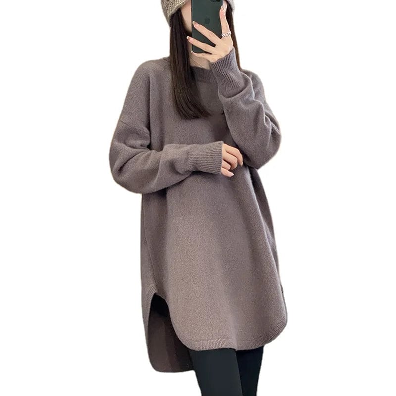 2024 spring new arrivals best-selling women's high-quality crew-neck solid color long-sleeved pullover long sweater