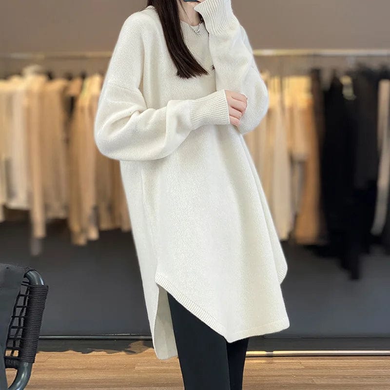 2024 spring new arrivals best-selling women's high-quality crew-neck solid color long-sleeved pullover long sweater