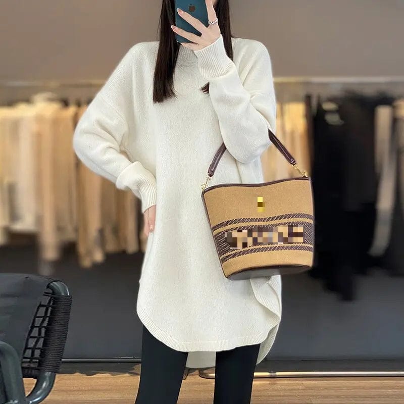 2024 spring new arrivals best-selling women's high-quality crew-neck solid color long-sleeved pullover long sweater