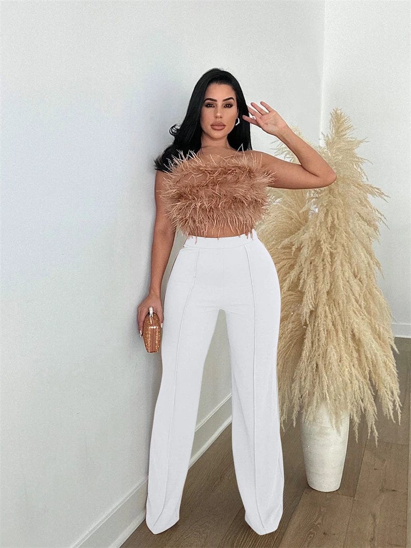 2024 spring new arrivals cheap office ladies women high waist straight zipper up nylon pants formal trousers with back zipper