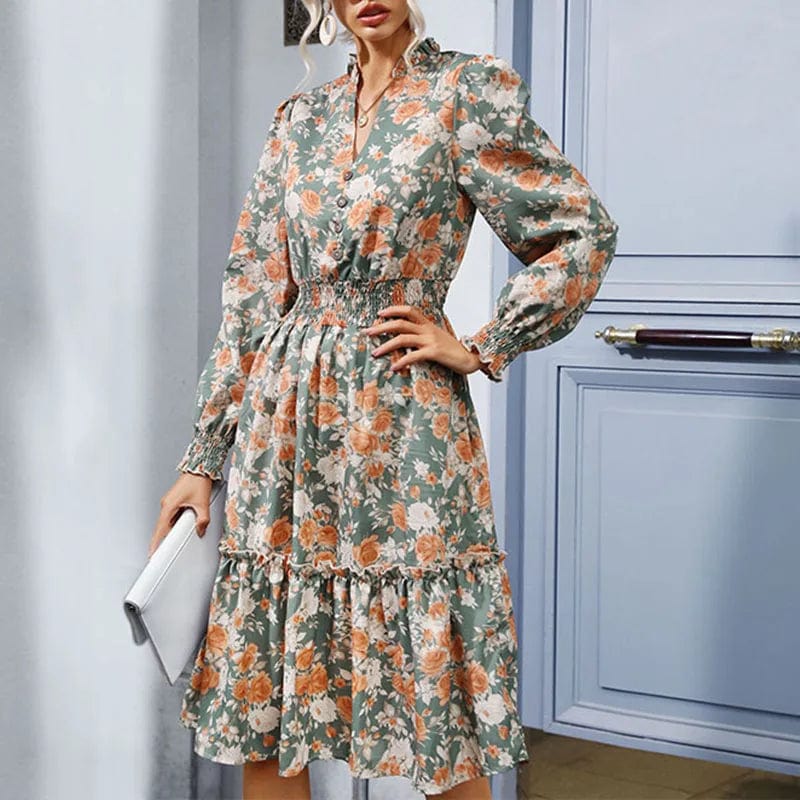 2024 Spring New Fashion Elegant Women's Commuter Dresses Long Sleeve Floral Corset Dresses