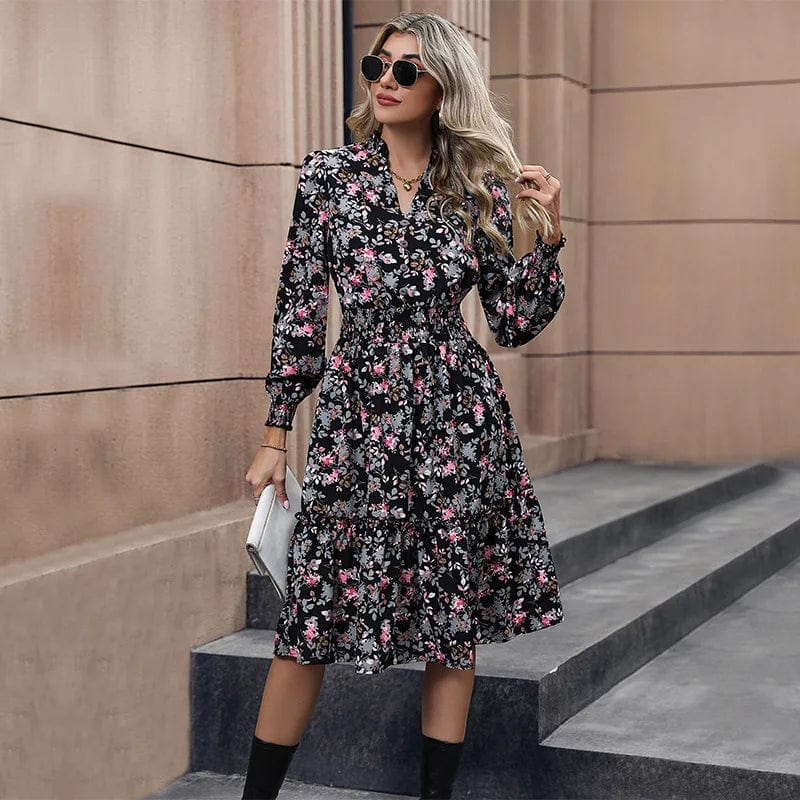 2024 Spring New Fashion Elegant Women's Commuter Dresses Long Sleeve Floral Corset Dresses