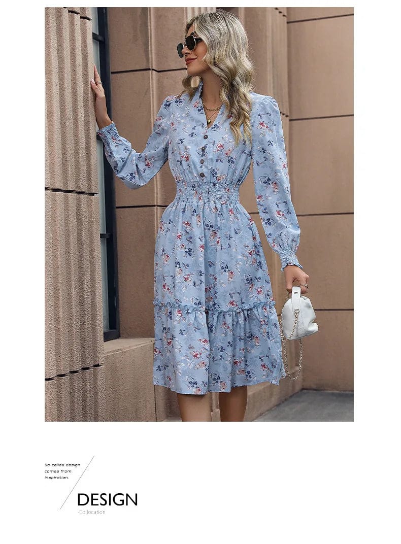 2024 Spring New Fashion Elegant Women's Commuter Dresses Long Sleeve Floral Corset Dresses