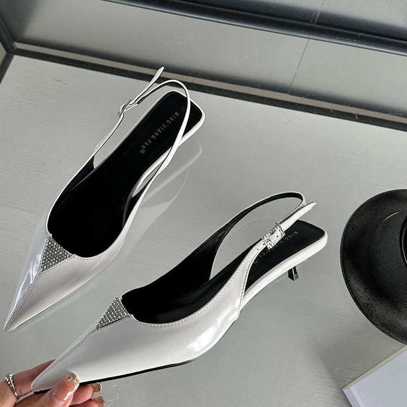 2024 spring new fashion pointed cat heel Baotou sandals simple all-match solid color commuting low heel women's shoes