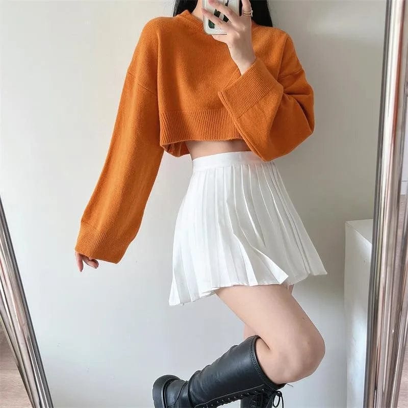 2024 spring new high-quality fashion women's round neck solid color loose short sexy knitwear