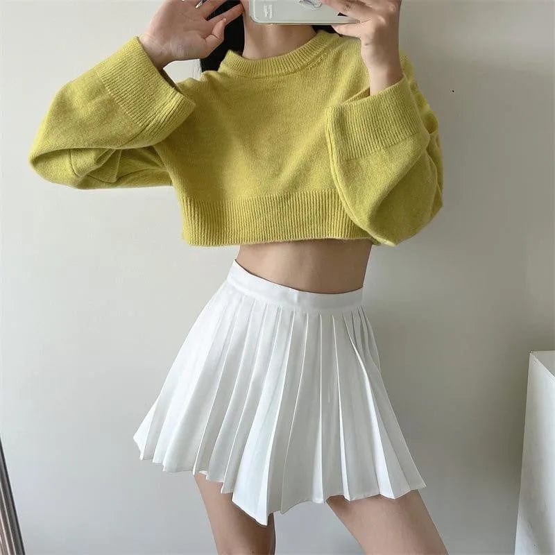 2024 spring new high-quality fashion women's round neck solid color loose short sexy knitwear