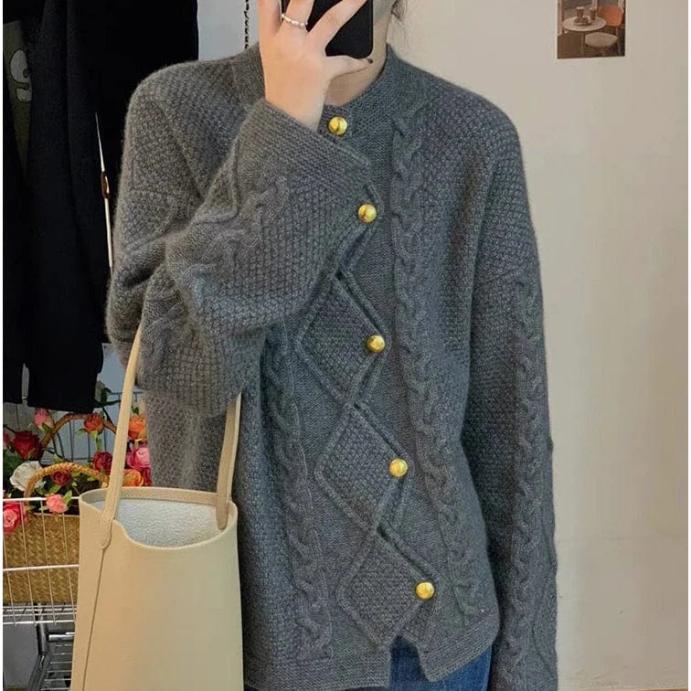 2024 Spring office lady style  woman new arrival crew neck long sleeve coat elegant sweater cardigan