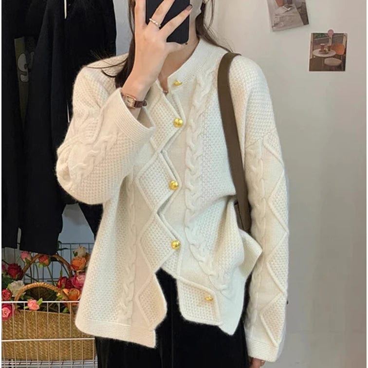 2024 Spring office lady style  woman new arrival crew neck long sleeve coat elegant sweater cardigan