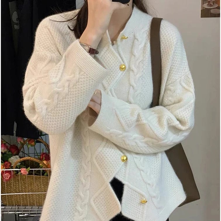 2024 Spring office lady style  woman new arrival crew neck long sleeve coat elegant sweater cardigan