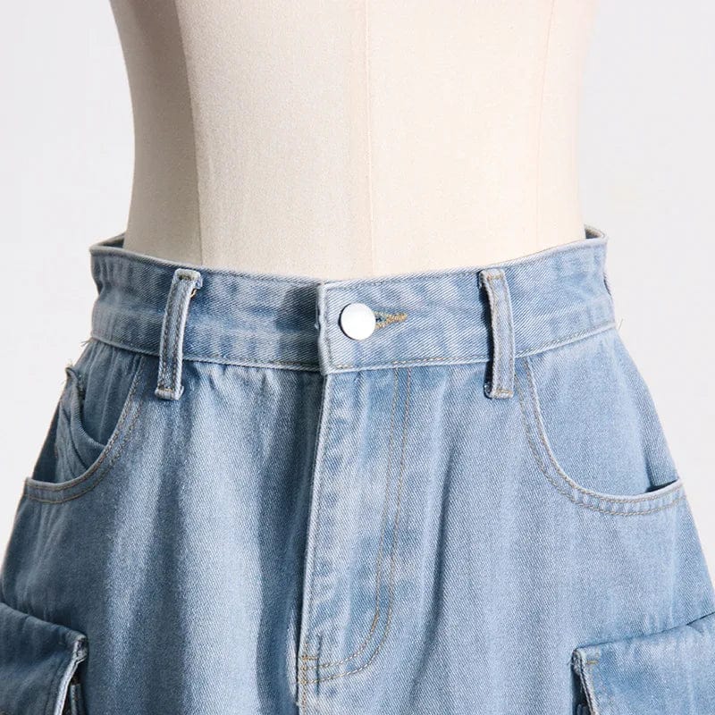 2024 spring S-XL boutique fashion ladies popular midi denim jeans cargo women's skirts