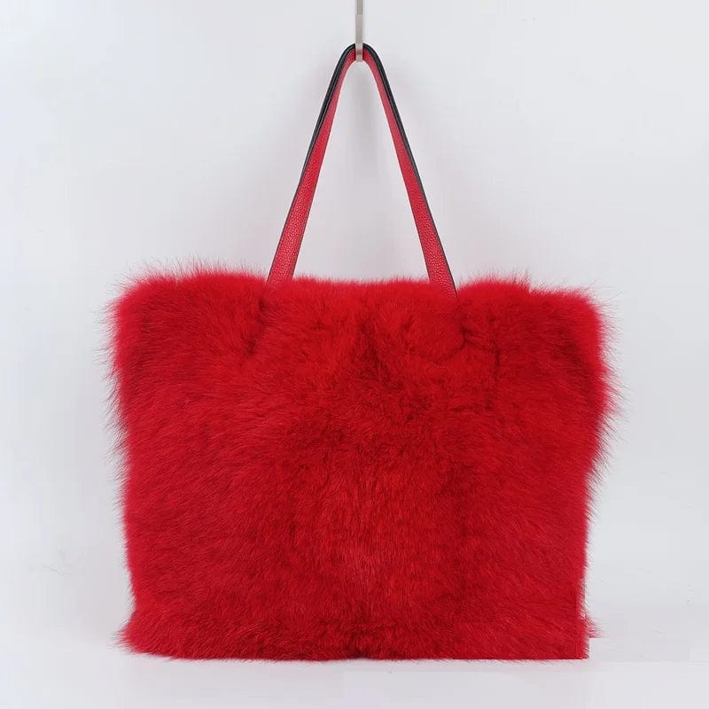 30x38x11 cm / Color 1 High Capacity Women Handbag Soft Fluffy Hand Crossbody Bag Real Fox Raccoon Fur Bags Women Handbags Ladies