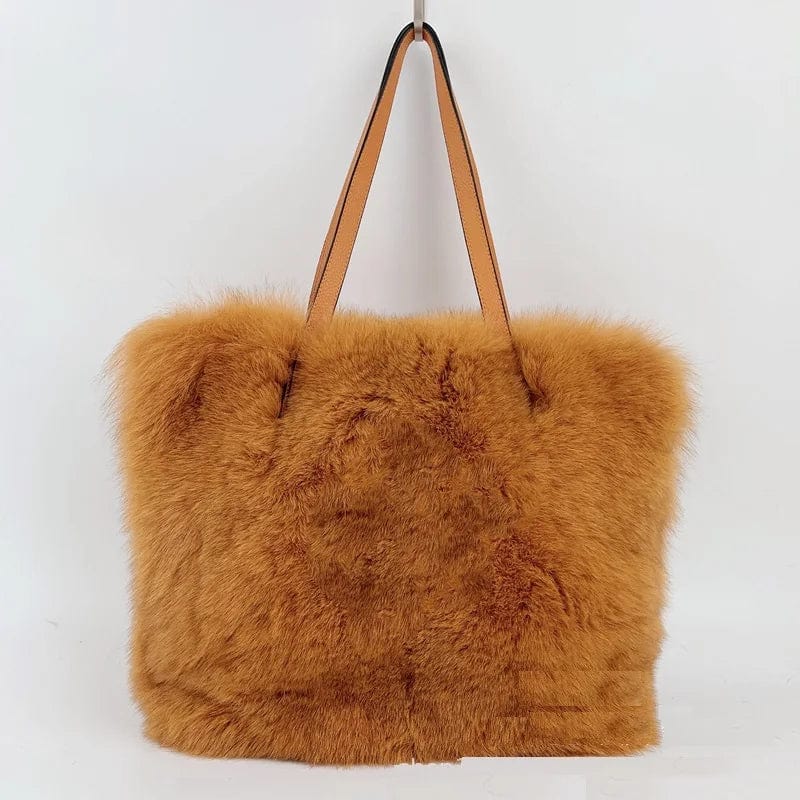 30x38x11 cm / Color 3 High Capacity Women Handbag Soft Fluffy Hand Crossbody Bag Real Fox Raccoon Fur Bags Women Handbags Ladies