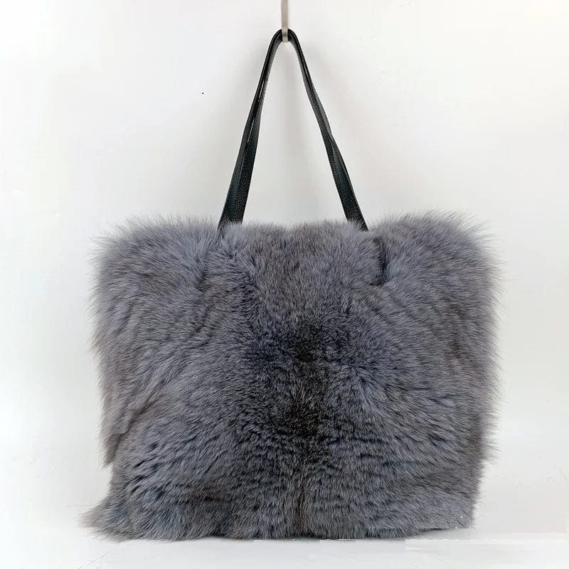 30x38x11 cm / Color 4 High Capacity Women Handbag Soft Fluffy Hand Crossbody Bag Real Fox Raccoon Fur Bags Women Handbags Ladies