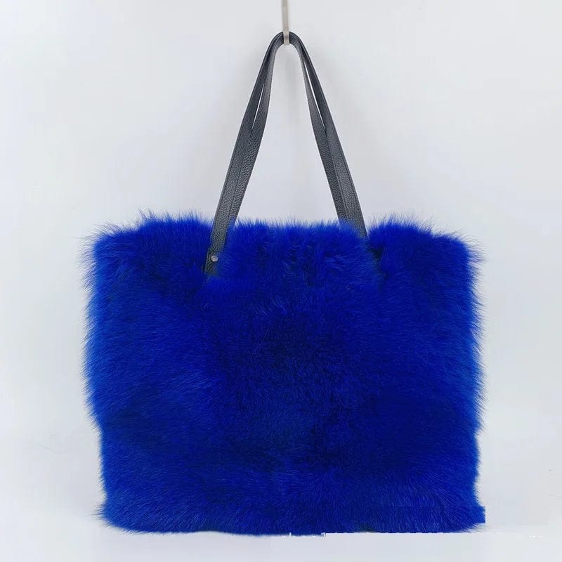 30x38x11 cm / Color 5 High Capacity Women Handbag Soft Fluffy Hand Crossbody Bag Real Fox Raccoon Fur Bags Women Handbags Ladies