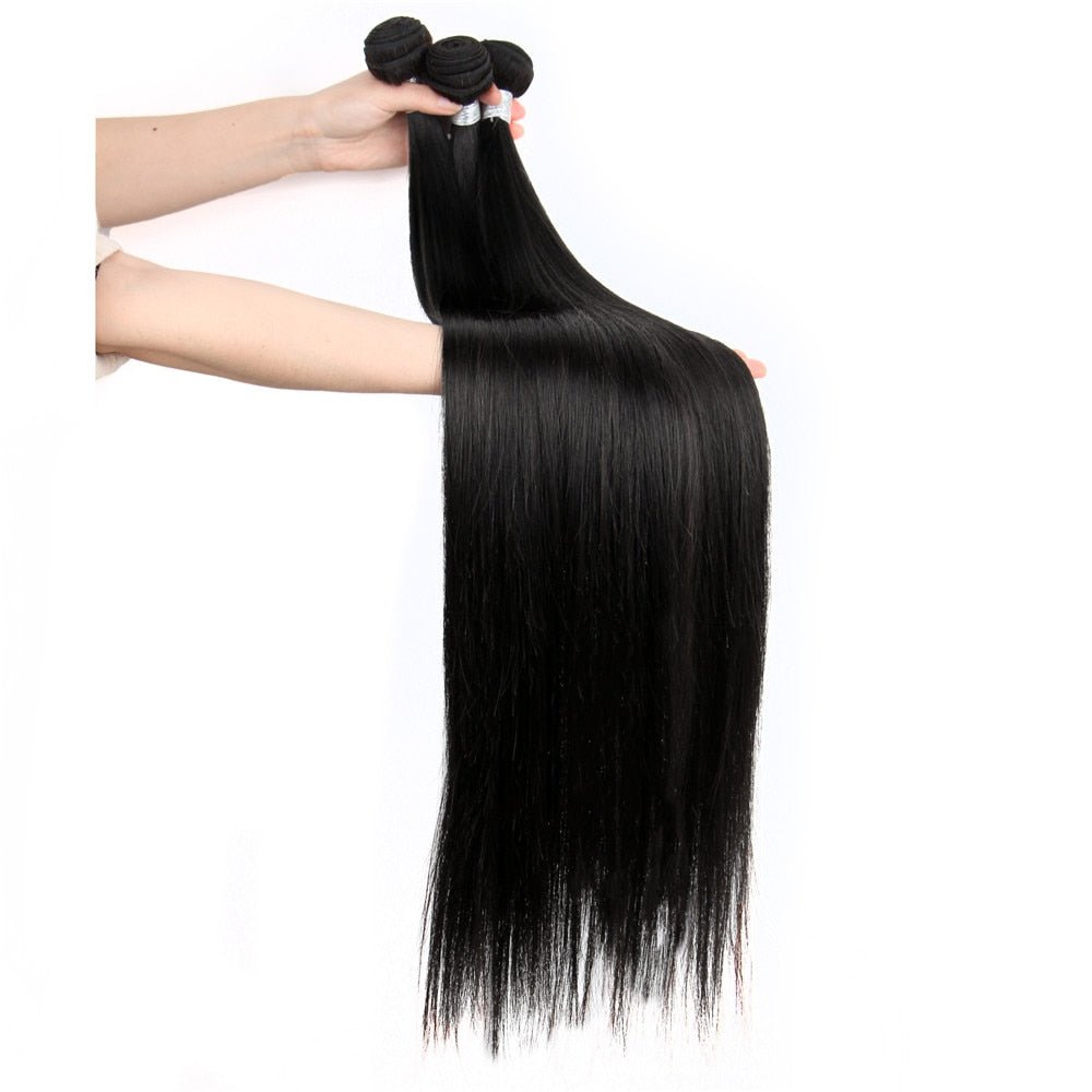 36 38 40 inch Long Straight Bundles With Closure Human Hair Brazilian Hair Weave Straight Extension With 5x5x1 Closure For Women - SN Wigs & More