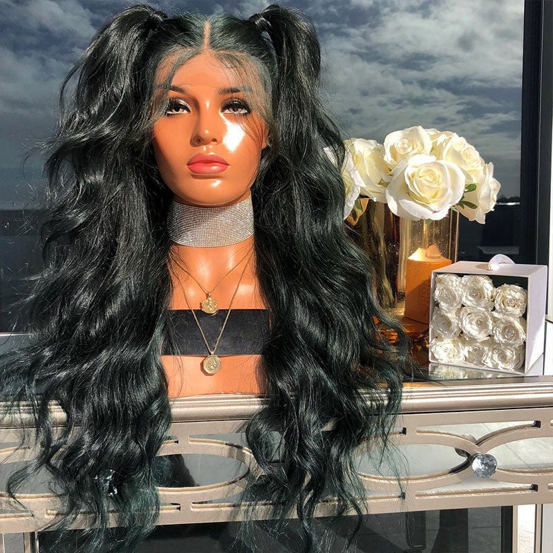 360 full lace wigs for black women hd transparent lace human hair lace front brazilian green color body wave human hair wigs - SN Wigs & More