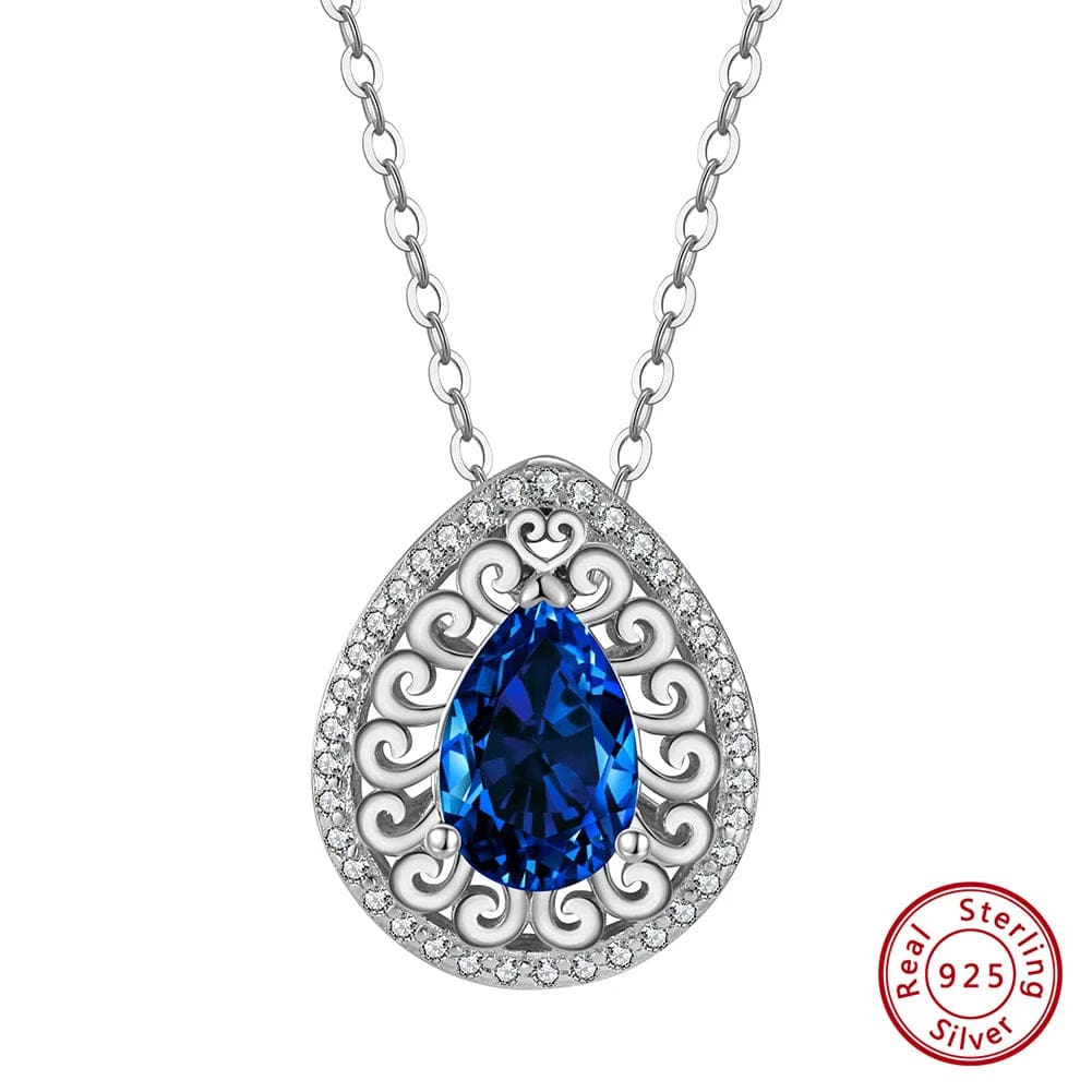 45cm/18inches / SLMN03-P RINNTIN LMN Handmade Fine Jewelry Pendant Necklace Detachable Charm Color Zirconia Mom Necklace 925 Silver Gemstone Necklace