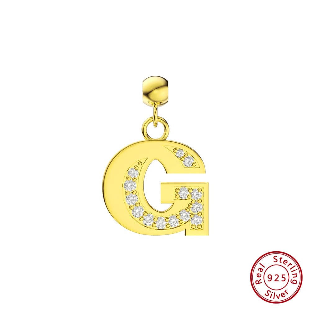 45cm / G RINNTIN ZK New Arrival Customized Gold Plated S925 Silver Chain With Zircon Heart Charms Personalized Alphabet Letter Necklace