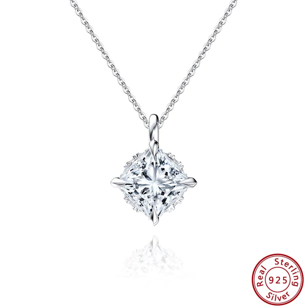 45cm / SLZN01-P RINNTIN 2023 LZN01 Fashion Lab Grown Diamond Necklace For Women Sterling Silver 925 Initial Necklace Zircon Pendant Jewelry Bulk