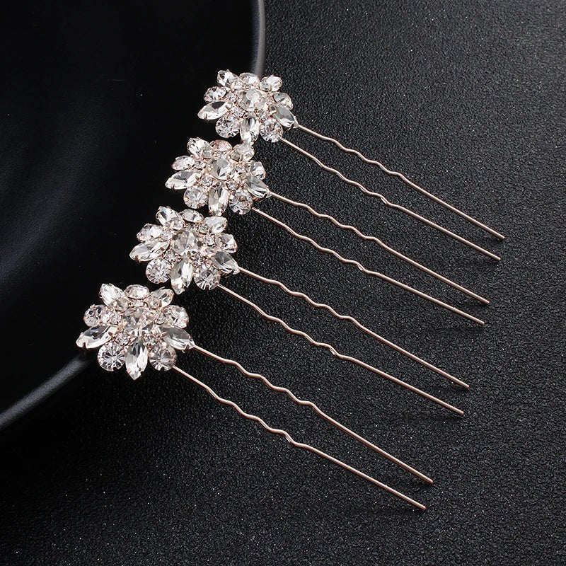 ( 4PCS/PACK ) Handmade Hair Pin Women Jewelry Hair Accessories Flower Shaped Wedding Bride Hair Pin - SN Wigs & More