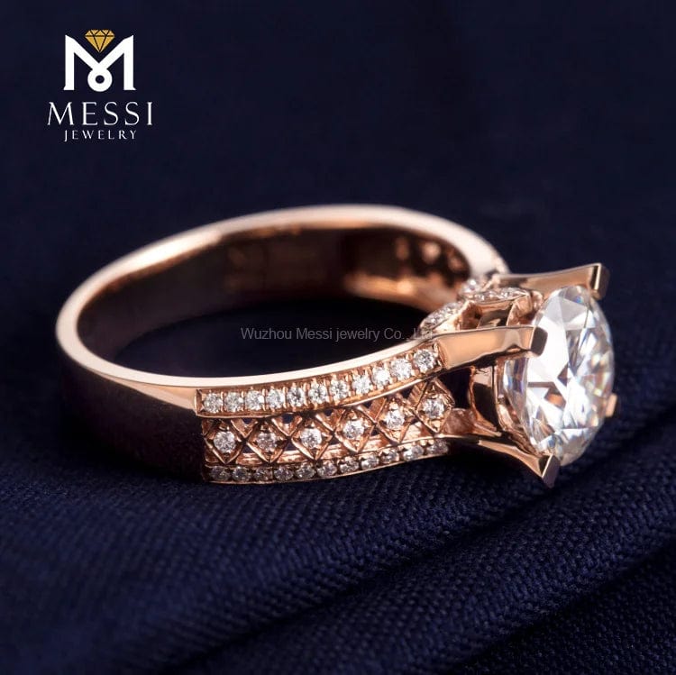 6.5 / 18k rose gold Messi Jewelry 18k rose gold moissanite diamond ring jewelry gift for mother