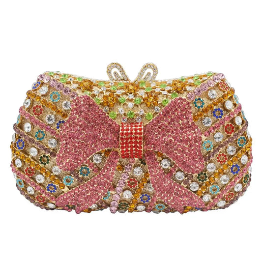 Bow Designer Fashion Flower Crystal Purse Gold Ladies Party Evening Bag Women Handbags Prom Wedding Bags Day Clutches SM20