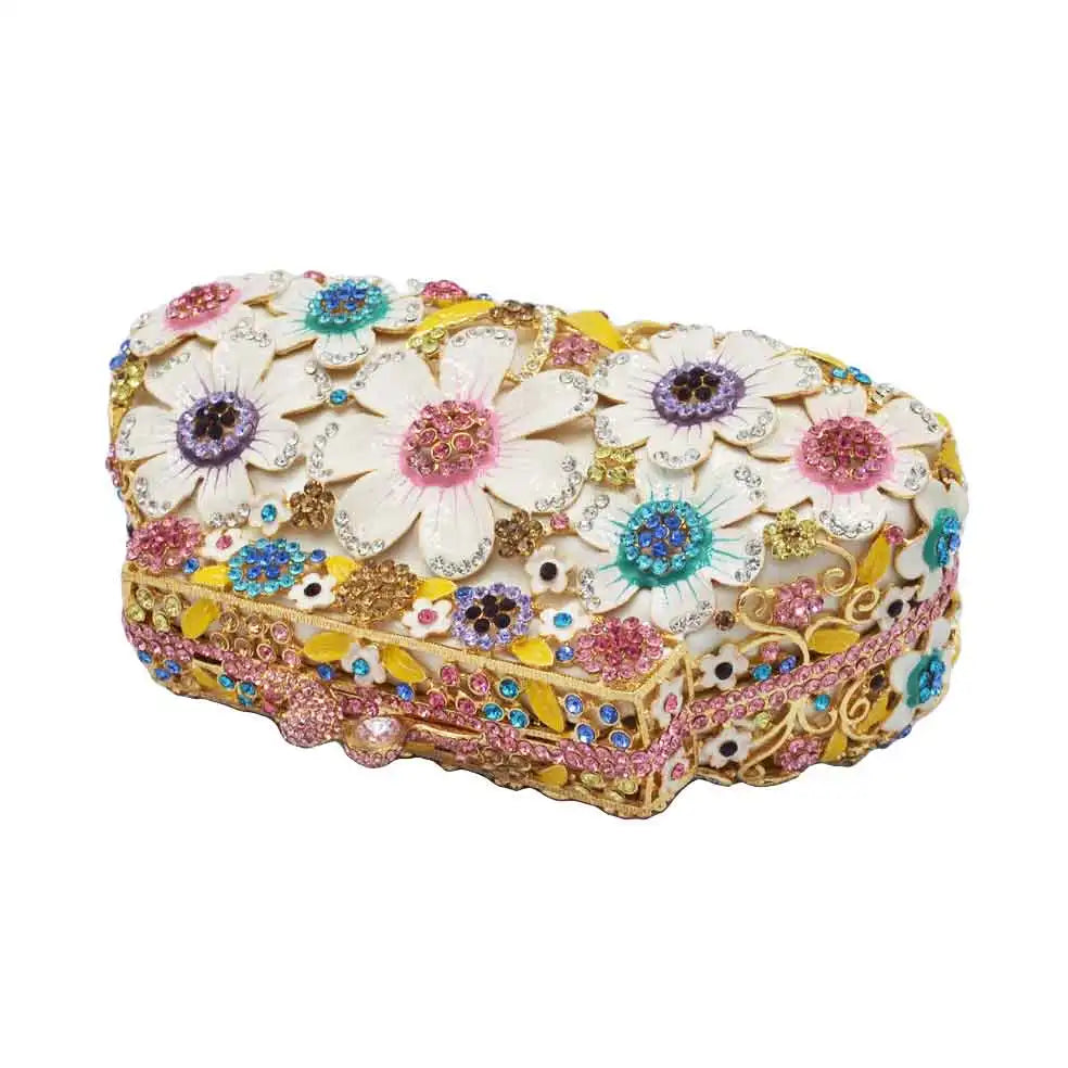 Luxury Flower Designer Crystal Evening Bags Diamond Clutch Bags Day clutch Ladies Pochette Box Handbags SM72