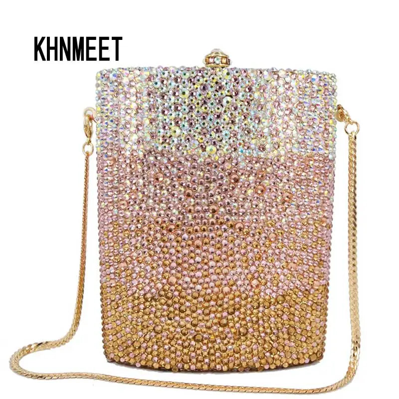 KHNMEET Fashion Designer Evening Bags Women Luxury bottle Design clutch bags customized crystal Purse SC796