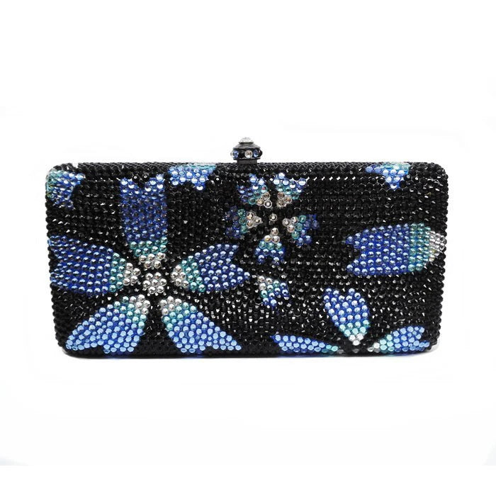 flower evening handbag small women Luxury diamond night bag black crystal women evening Clutch bag party evening bag SC066