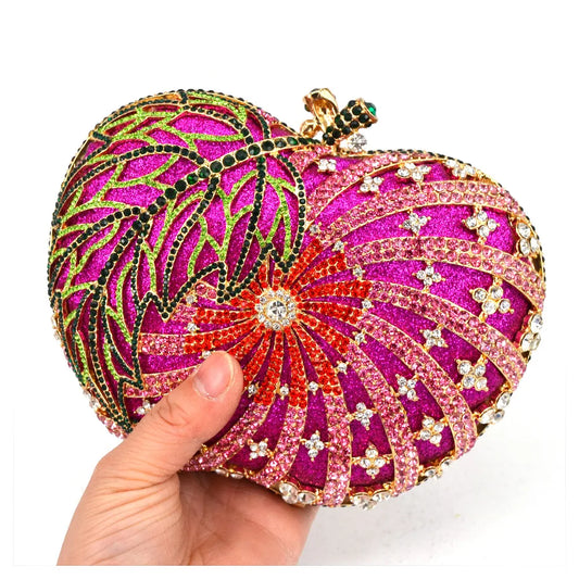 KHNMEET Clutch evening bag apple handmade Crystal Handbags ladies party clutch purse soiree pochette wedding Bride bag SC200