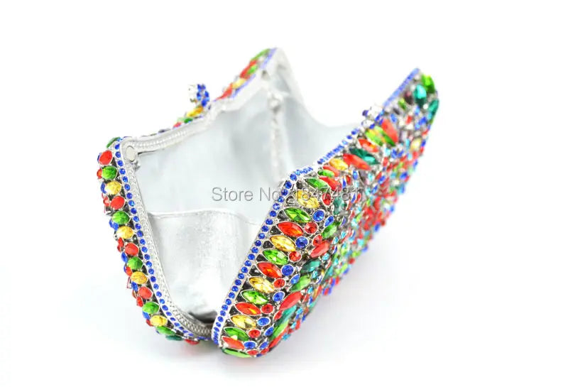 Factory colorful evening clutch bags luxury bridal diamante party clutch purse rhinestones Party Prom Dinner Bag handbags SC218