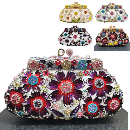 Luxury Flower Designer Crystal Evening Bags Diamond Clutch Bags Day clutch Ladies Pochette Box Handbags SM72