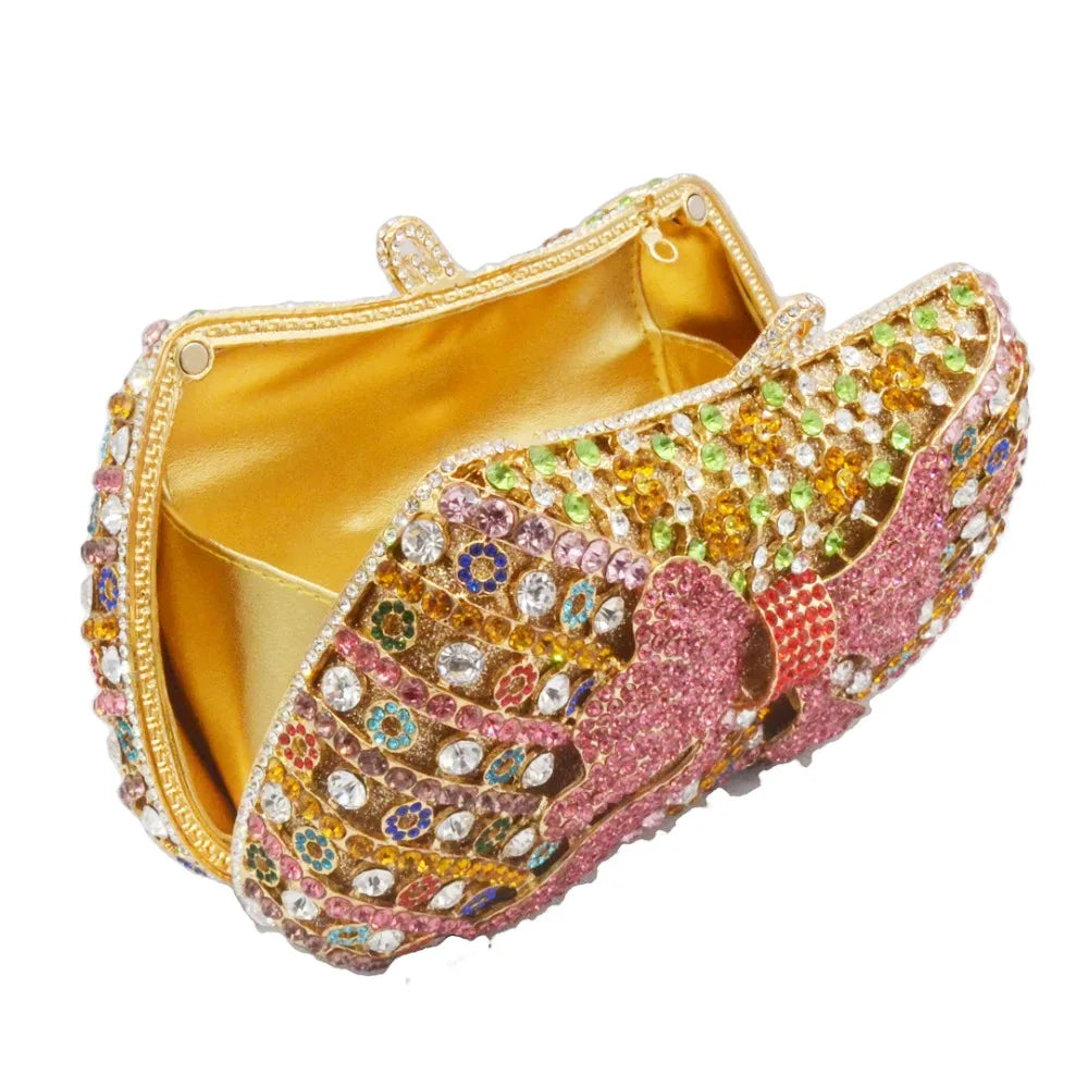 Bow Designer Fashion Flower Crystal Purse Gold Ladies Party Evening Bag Women Handbags Prom Wedding Bags Day Clutches SM20