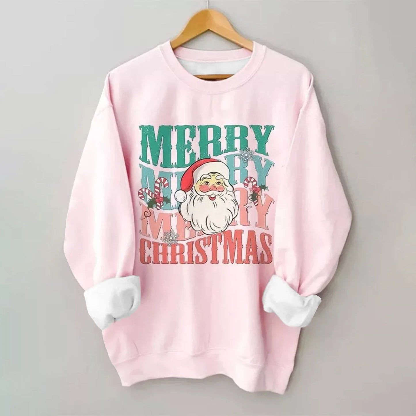 2025 Christmas Women Merry And Bright Print Sweatshirt