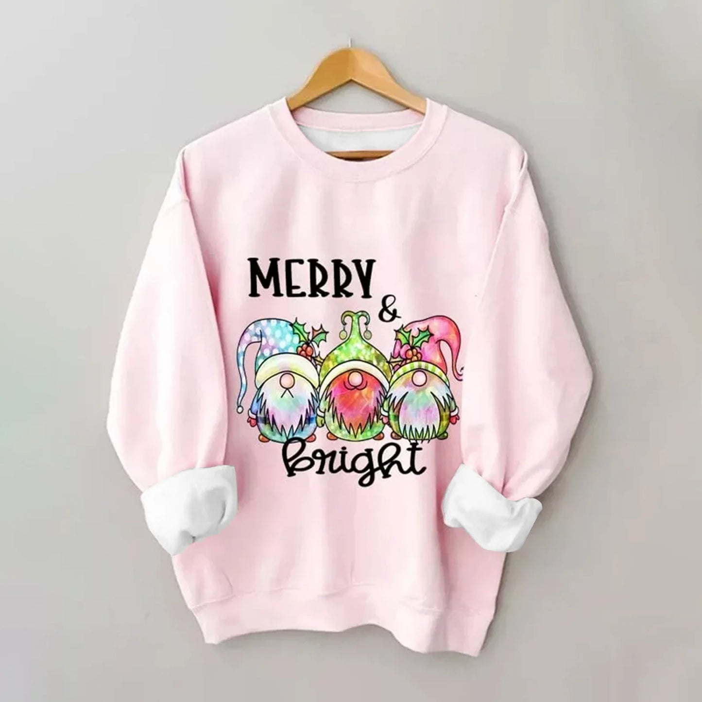 2025 Christmas Women Merry And Bright Print Sweatshirt