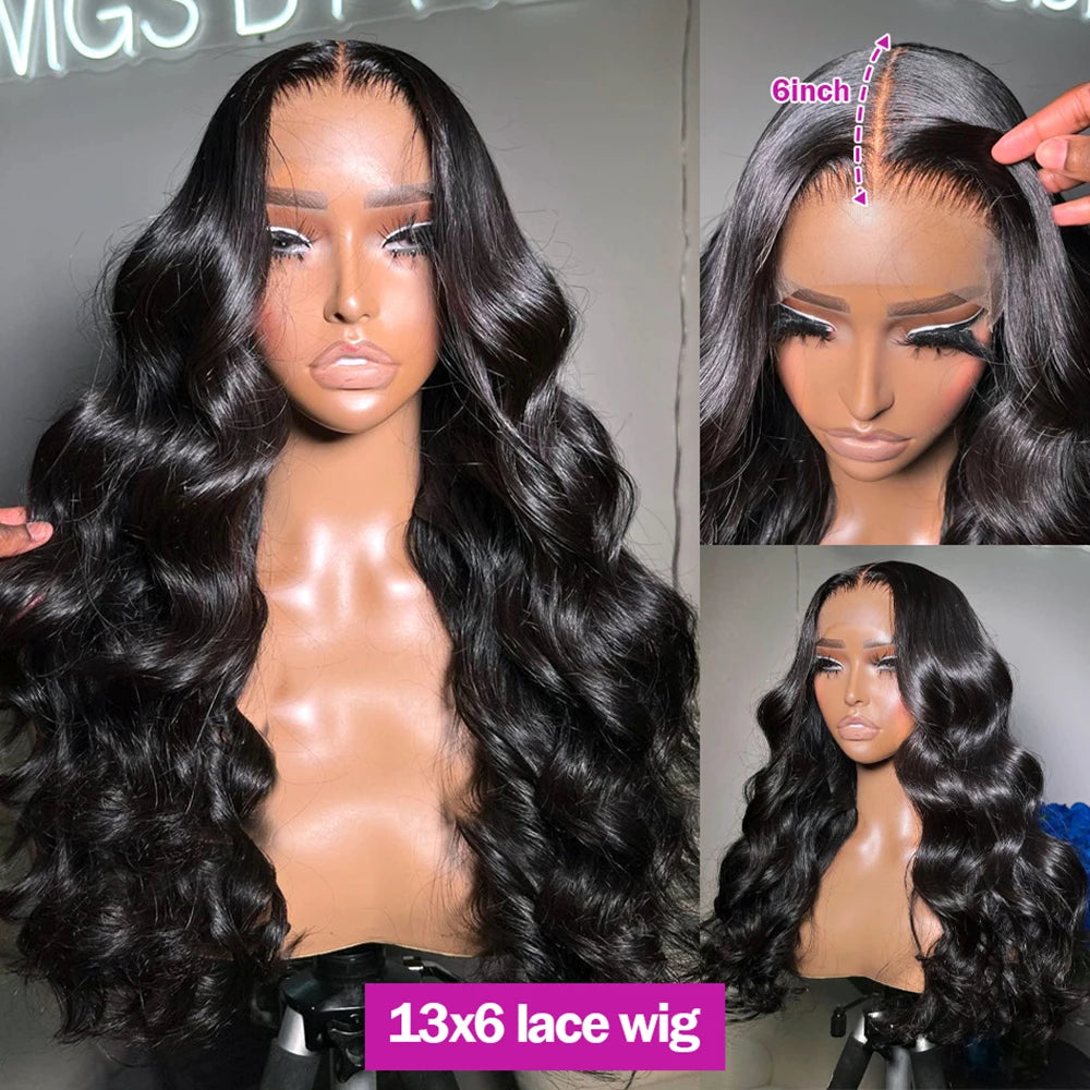 13x4 13X6 Body Wave Transparent Lace Front Wig Bling Hair HD Frontal Wig 180% Density Human Hair 4x4 Lace Closure Wigs For Women - SN Wigs & More