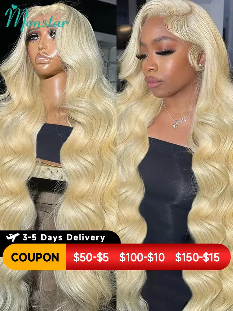 13x4 13x6 360 Transparent 613 Lace Frontal Wig Honey Blonde Color Brazilian Remy Body Wave Lace Front Human Hair Wigs for Women - SN Wigs & More