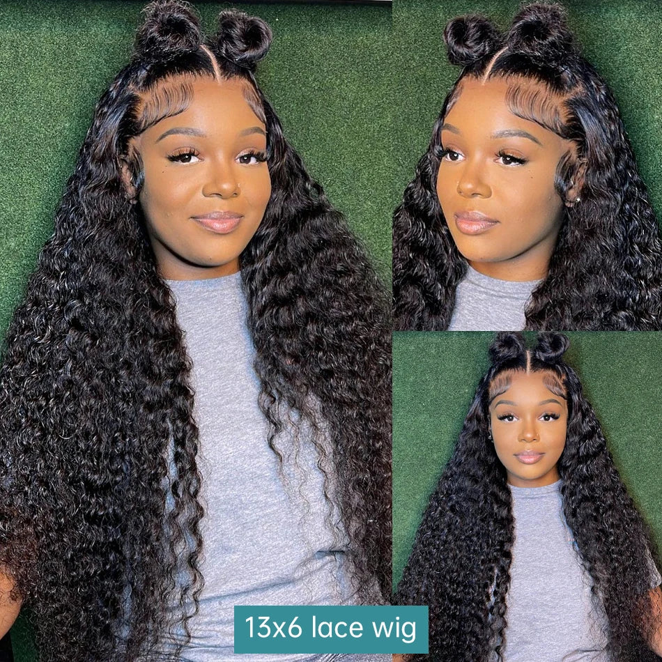 200 Density HD 13X6 Transparent Deep Water Wave Curly Human Hair Lace Frontal Wig 30 34 Inch 13X4 Lace Front Human Hair Wigs - SN Wigs & More